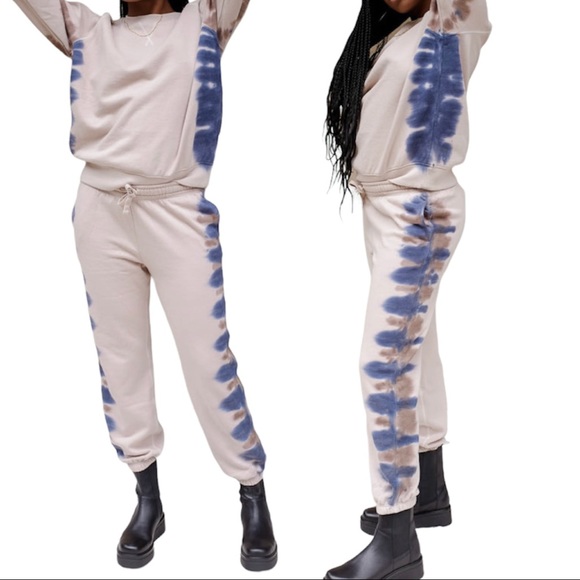 Richer Poorer Pants - Richer Poorer Beige Blue Fleece Tie-Dye Sweatpants